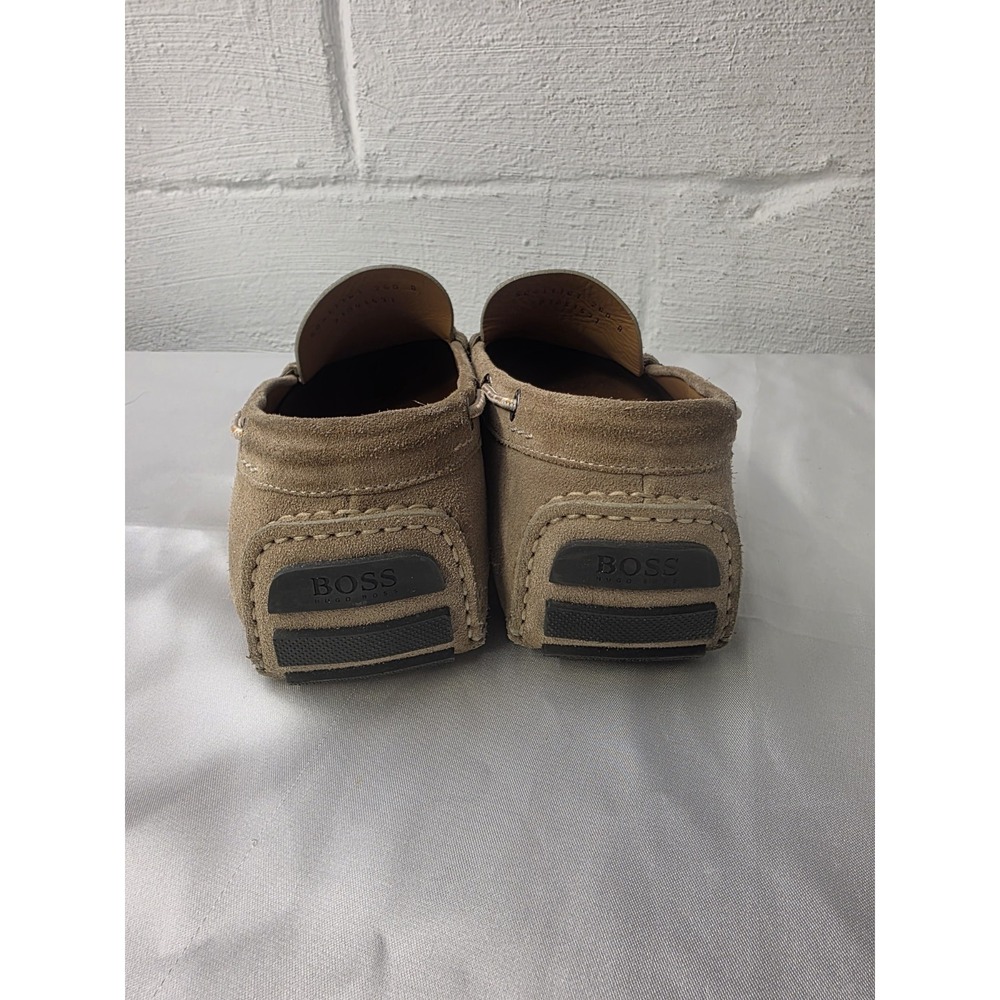 Hugo Boss Driving Loafer Shoes Men's 41/US 8 Taupe Suede Metal Logo Made In Ital - Picture 5 of 11